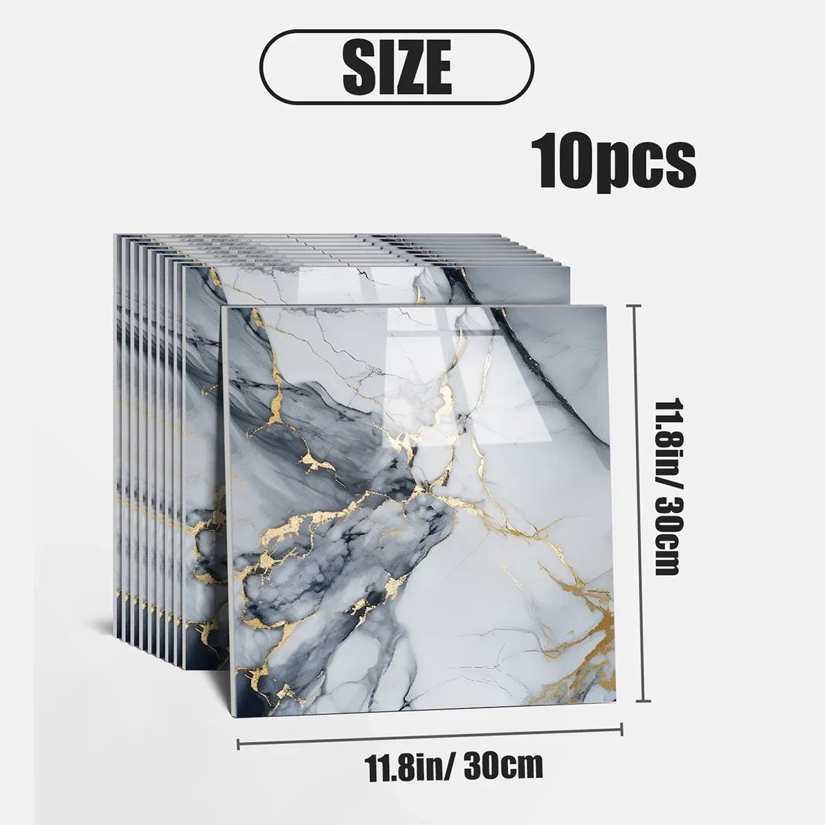 Aluminum Foil Bottom Imitation Tile Wall Stickers Kitchen Bathroom Decor Damp Proof Marble Pattern Foam Self-Adhesive Wallpaper