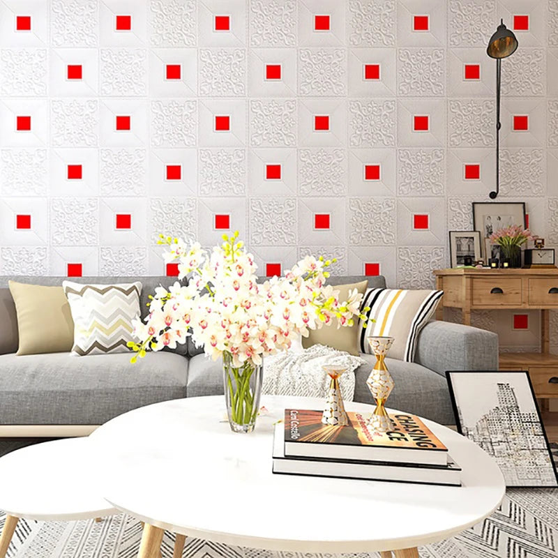 10Pcs 70X70Cm Big Size Ceiling Wallpaper 3D Brick Waterproof Wall Stickers Foam Self-Adchive Wall Decoration