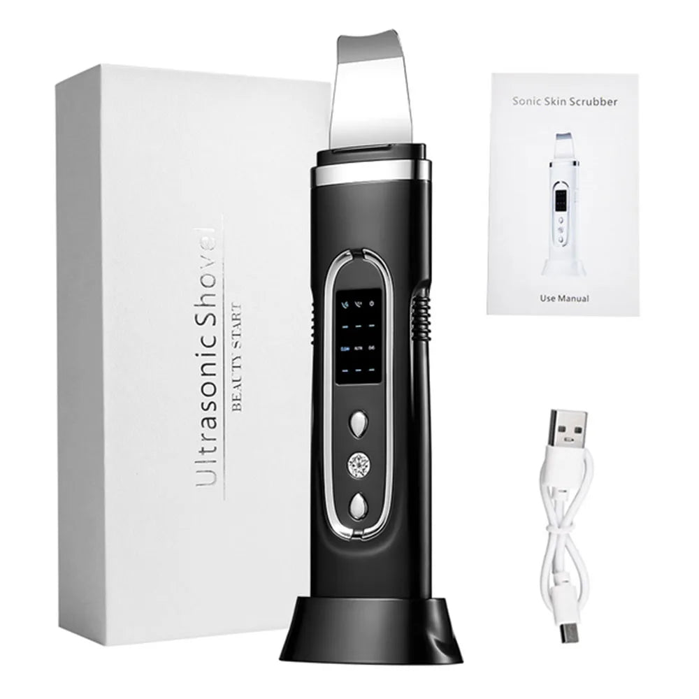 Ultrasonic Skin Scrubber Electric Facial Cleansing Pore Deep Cleanser Acne Blackhead Remover Peeling Shovel Device Beautymachine