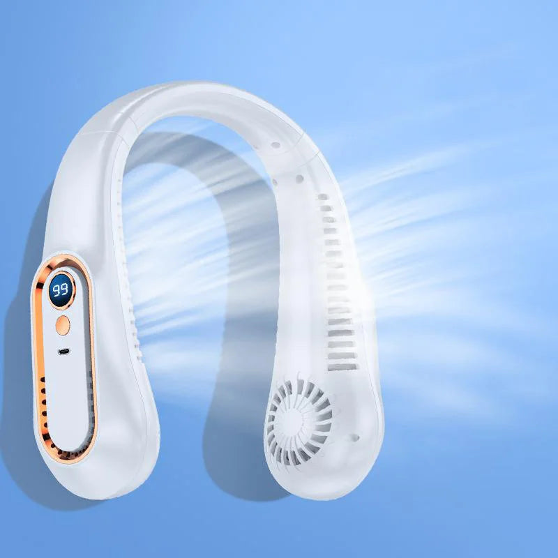8000Mah Portable Hanging Neck Fan Bladeless Neckband Fan Digital Display Power Air Cooler USB Rechargeable Electric Fan