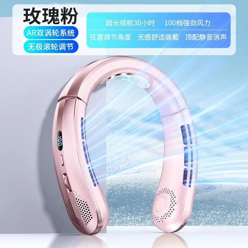 8000Mah Portable Hanging Neck Fan Bladeless Neckband Fan Digital Display Power Air Cooler USB Rechargeable Electric Fan