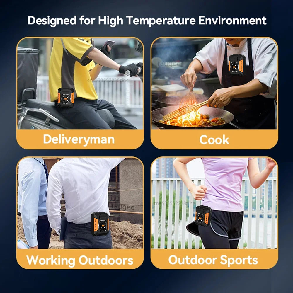 5000Mah Waist Fan Portable Hanging Neck Fan Wearable Shirt Fan with 3 Speed Personal Cool Clip Belt Fan for Outdoor Travel