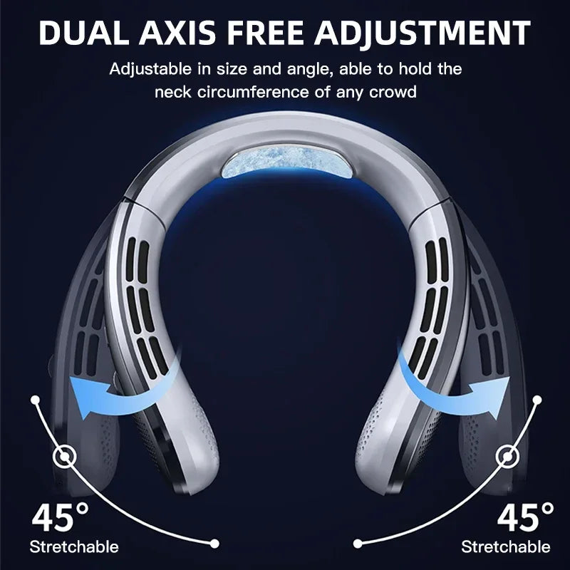 8000Mah Portable Hanging Neck Fan Bladeless Neckband Fan Digital Display Power Air Cooler USB Rechargeable Electric Fan