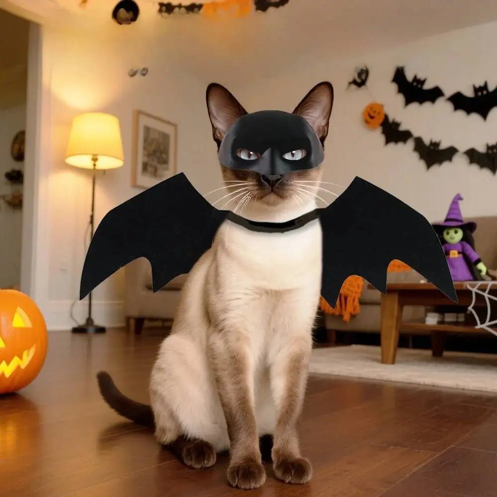 Black Bat Wings & Mask Pet Costume - Vexora Store