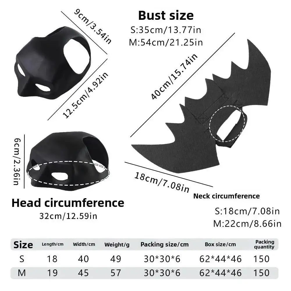 Black Bat Wings & Mask Pet Costume - Vexora Store