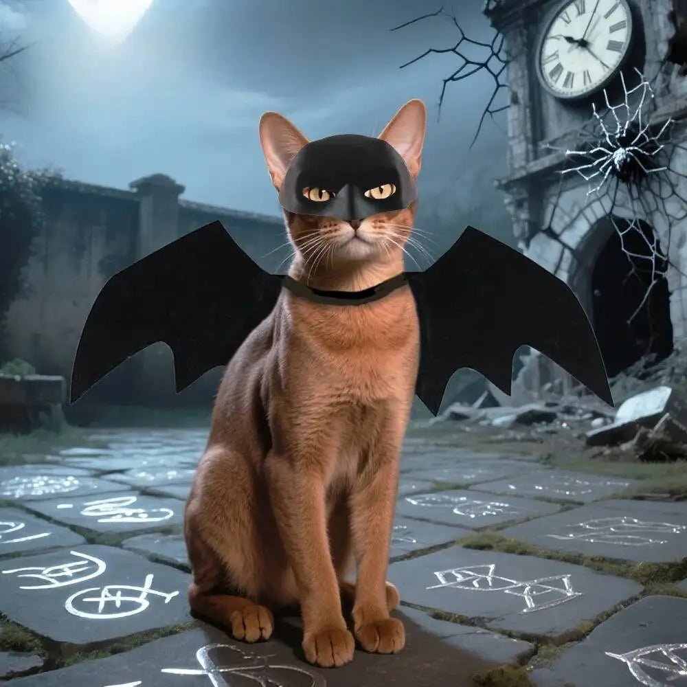 Black Bat Wings & Mask Pet Costume - Vexora Store