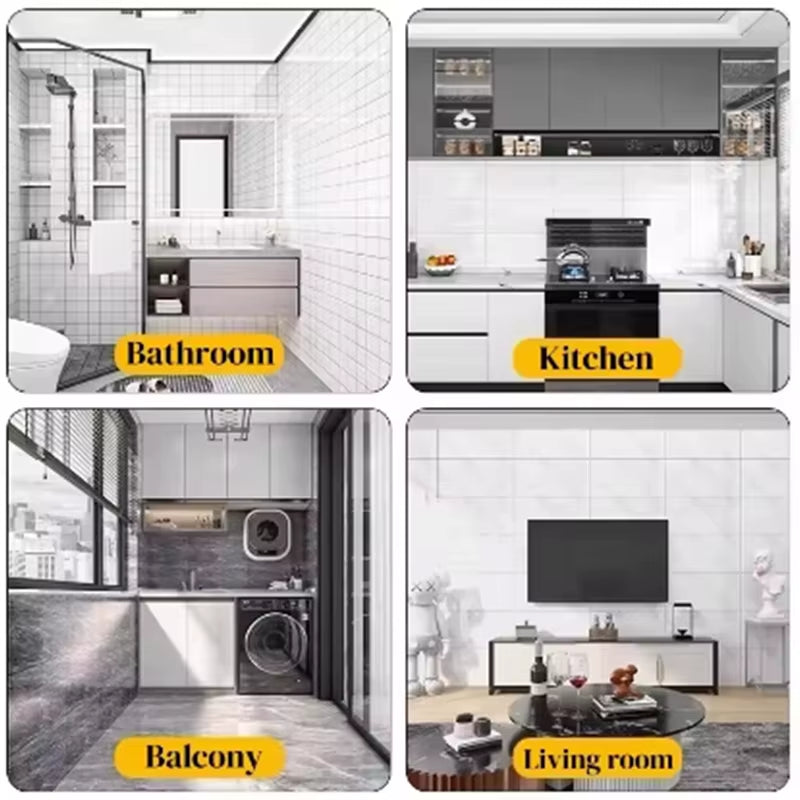 1 Roll Marble Thick Foam Imitation Tile Self-Adhesive Wallpaper Bedroom Living Room Decoration Bathroom Waterproof Wall Sticker