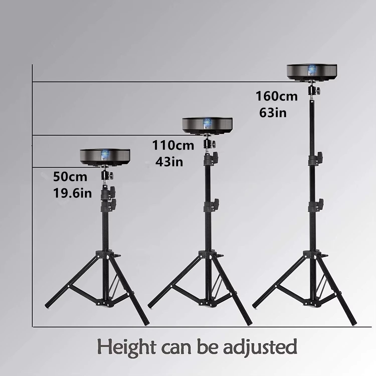 50Cm-160Cm Universal Portable Bracket for HY300 Mini Projector Tripod Stand Mount Max Load-Bearing 3.3 Pounds