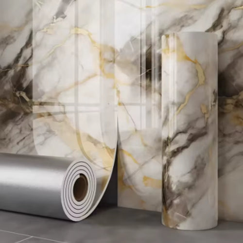 1 Roll Marble Thick Foam Imitation Tile Self-Adhesive Wallpaper Bedroom Living Room Decoration Bathroom Waterproof Wall Sticker
